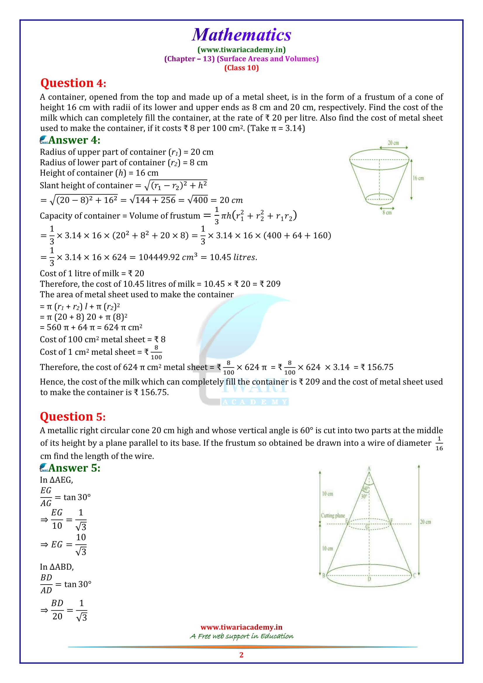 NCERT Solutions for class 10 Maths Exercise 13.4 in updated form for 2020 – 2021