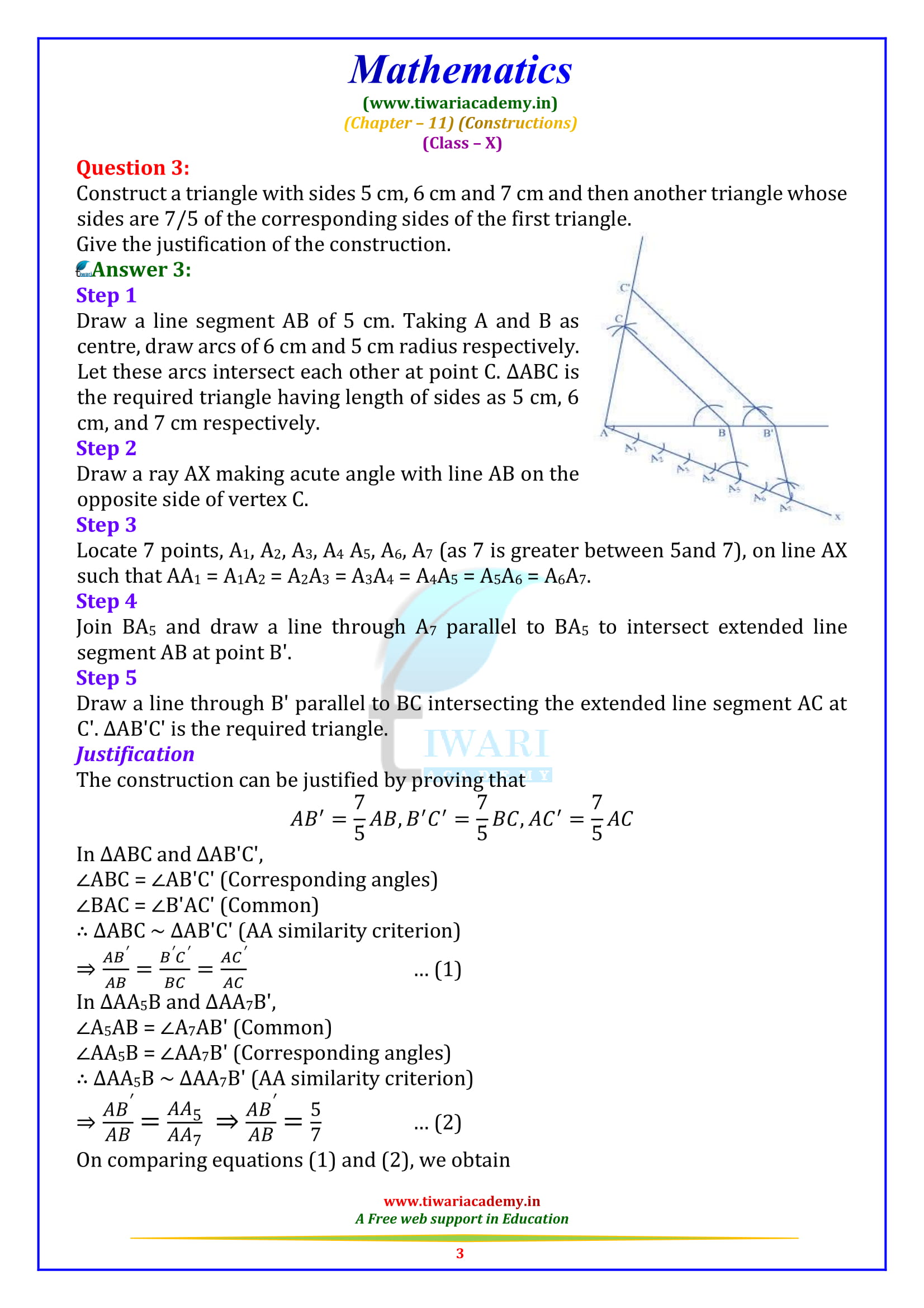Class 10 Maths Chapter 11 Exercise 11.1 Constructions sols updated for 2020 – 2021