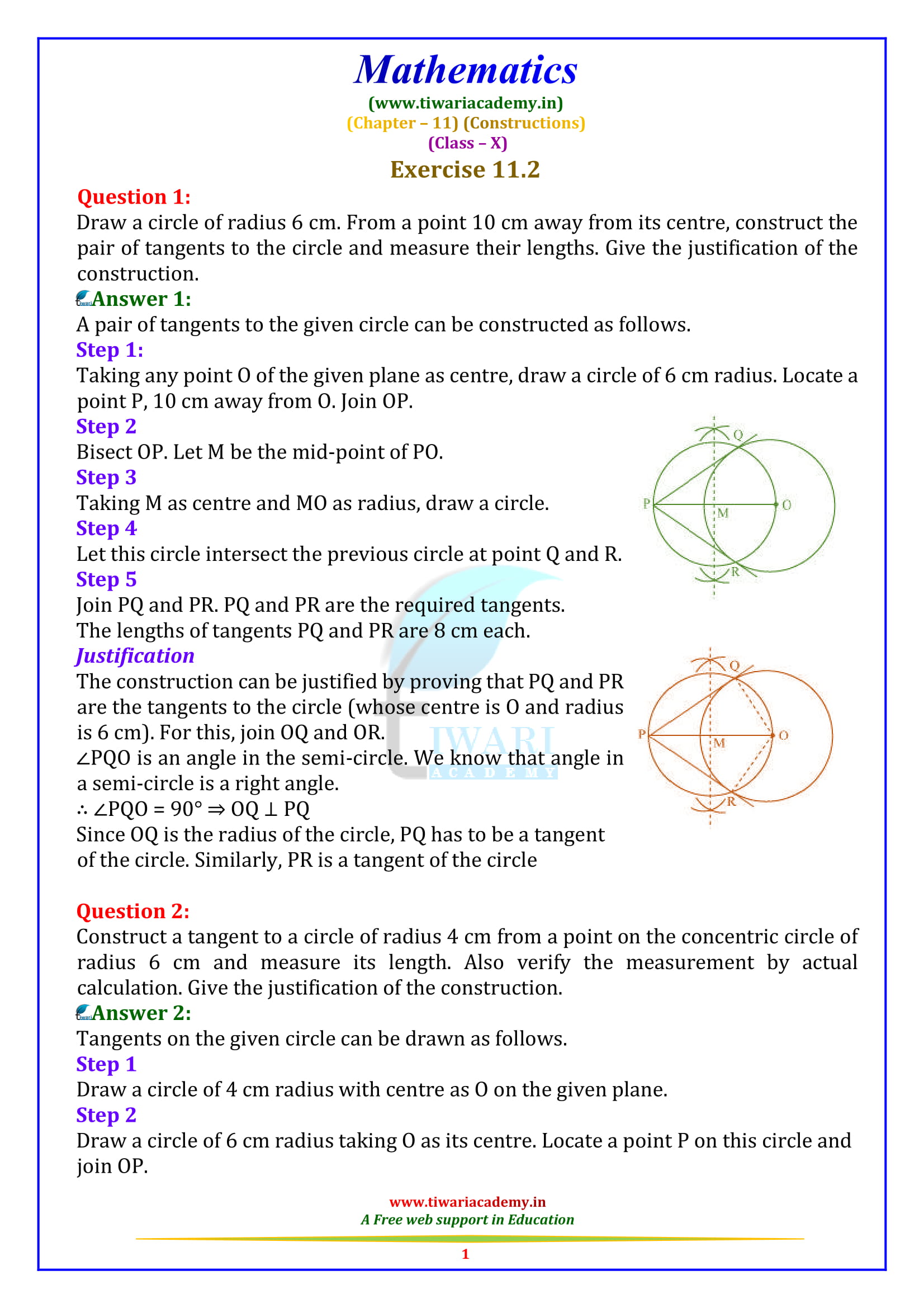 NCERT Solutions for Class 10 Maths Chapter 11 Exercise 11.2 Constructions