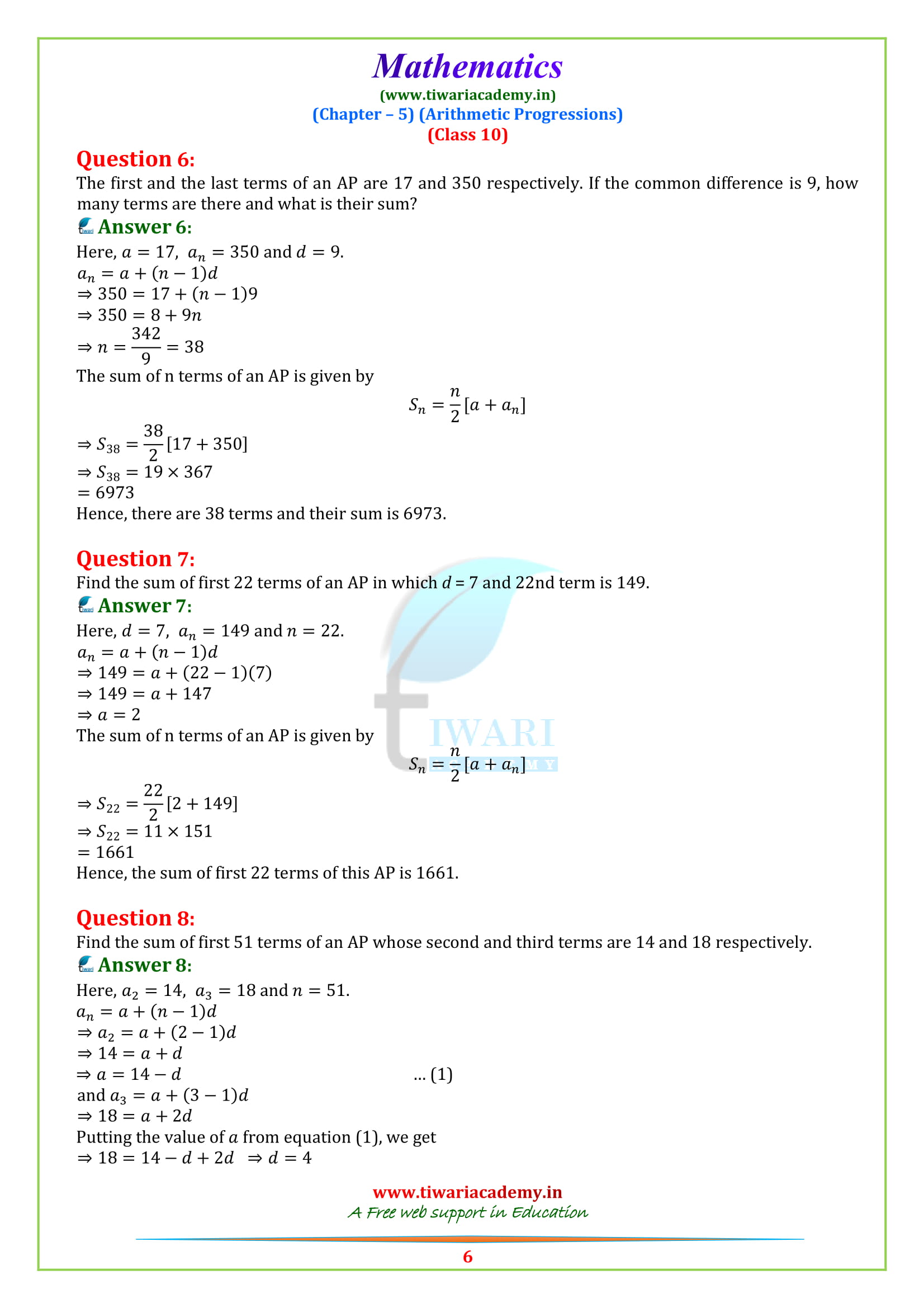 NCERT Sols for class 10 Maths exercise 5.3 updated for 2020 – 2021.