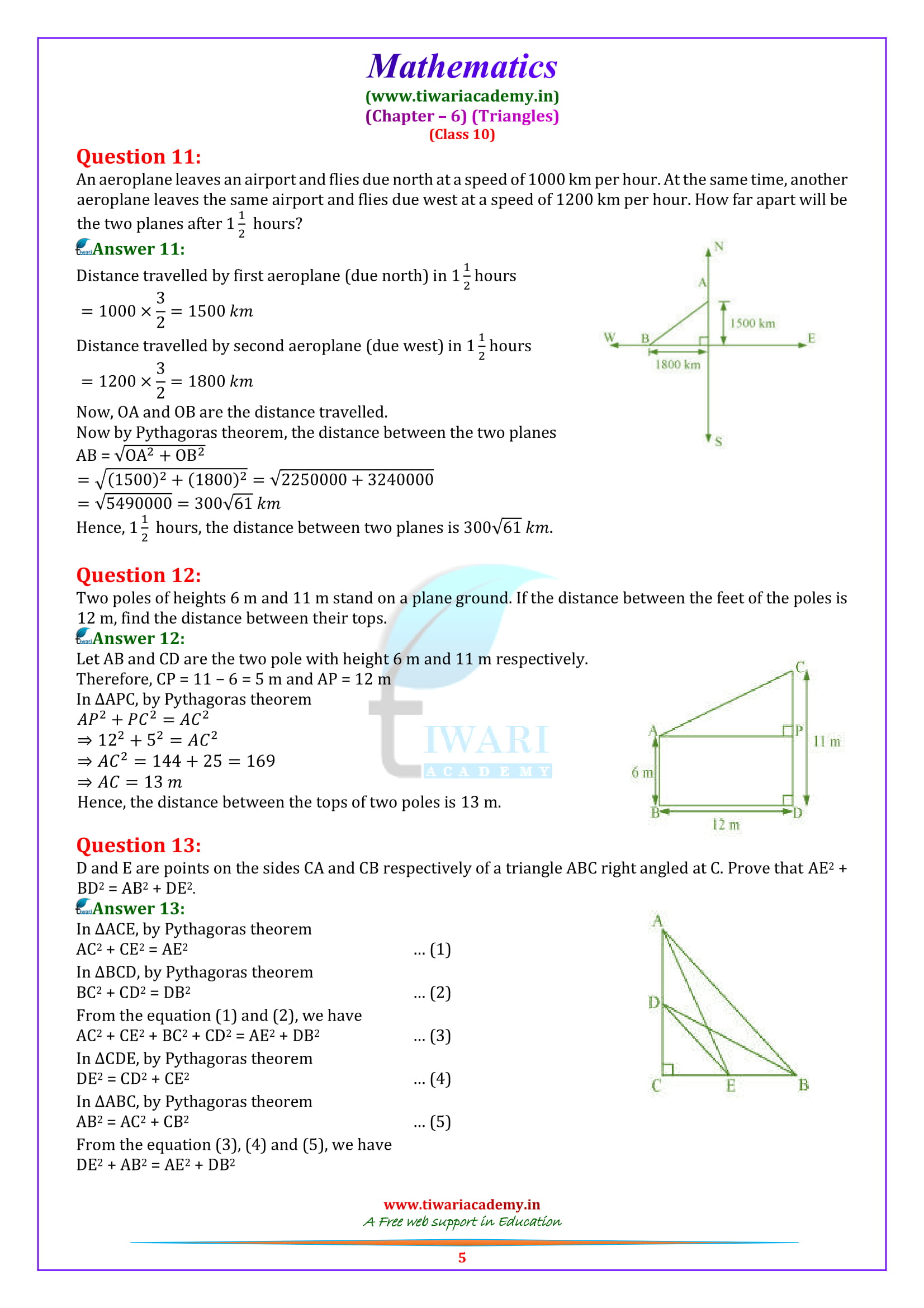 10 Maths Exercise 6.5 solutions questions 1, 2, 3, 4, 5, 6, 7, 8, 9