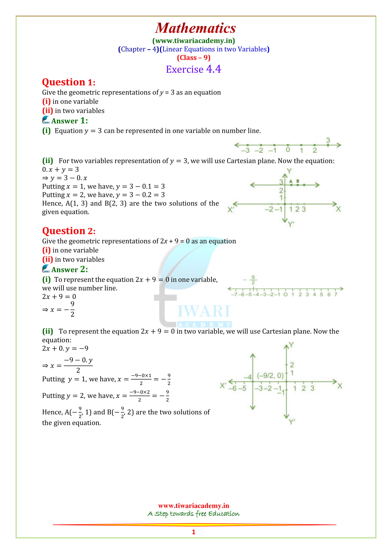 NCERT Solutions for class 9 Maths Chapter 4 Exercise 4.4