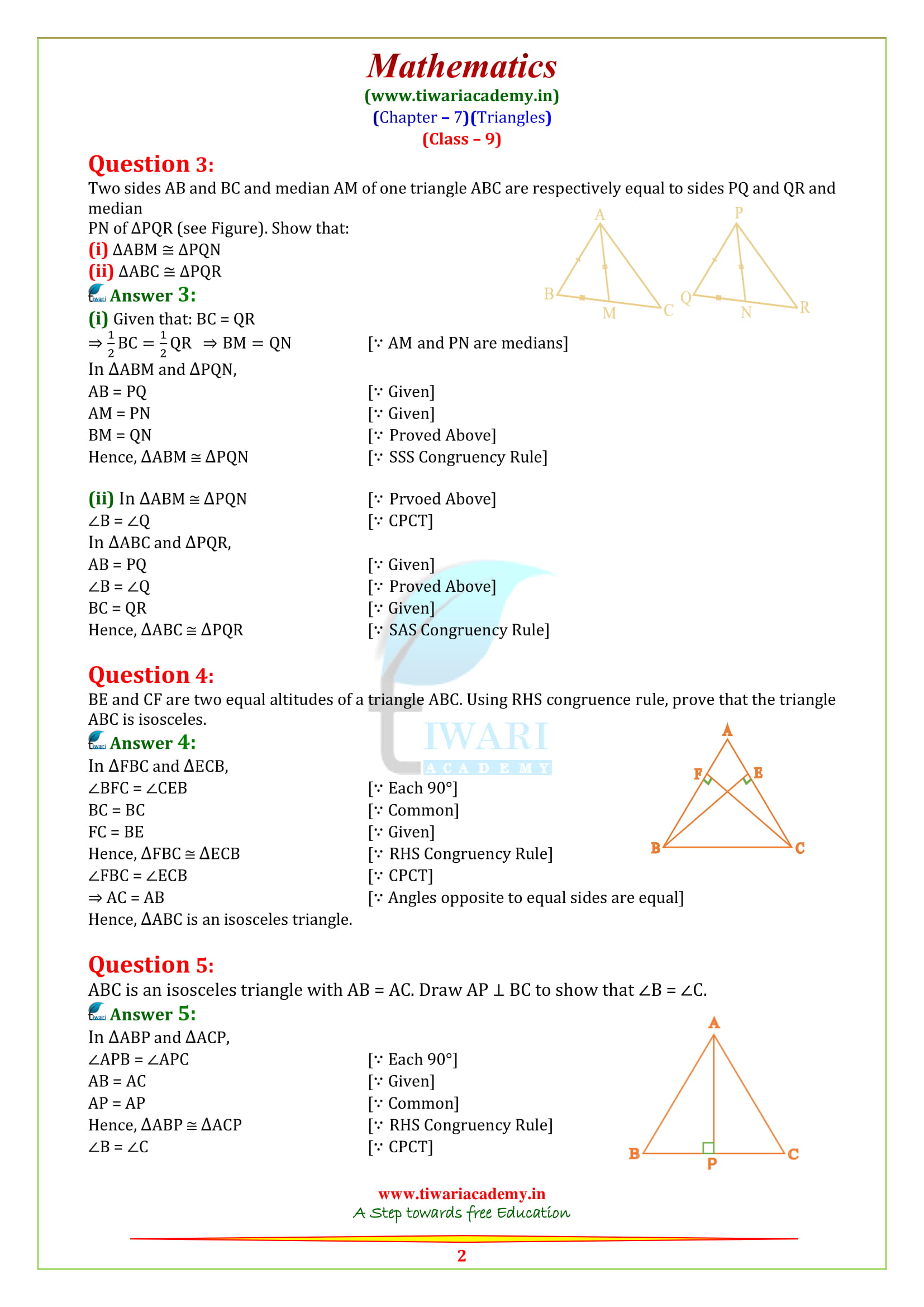 NCERT Solutions for class 9 maths chapter 7 exercise 7.3 for mp, up, gujrat board