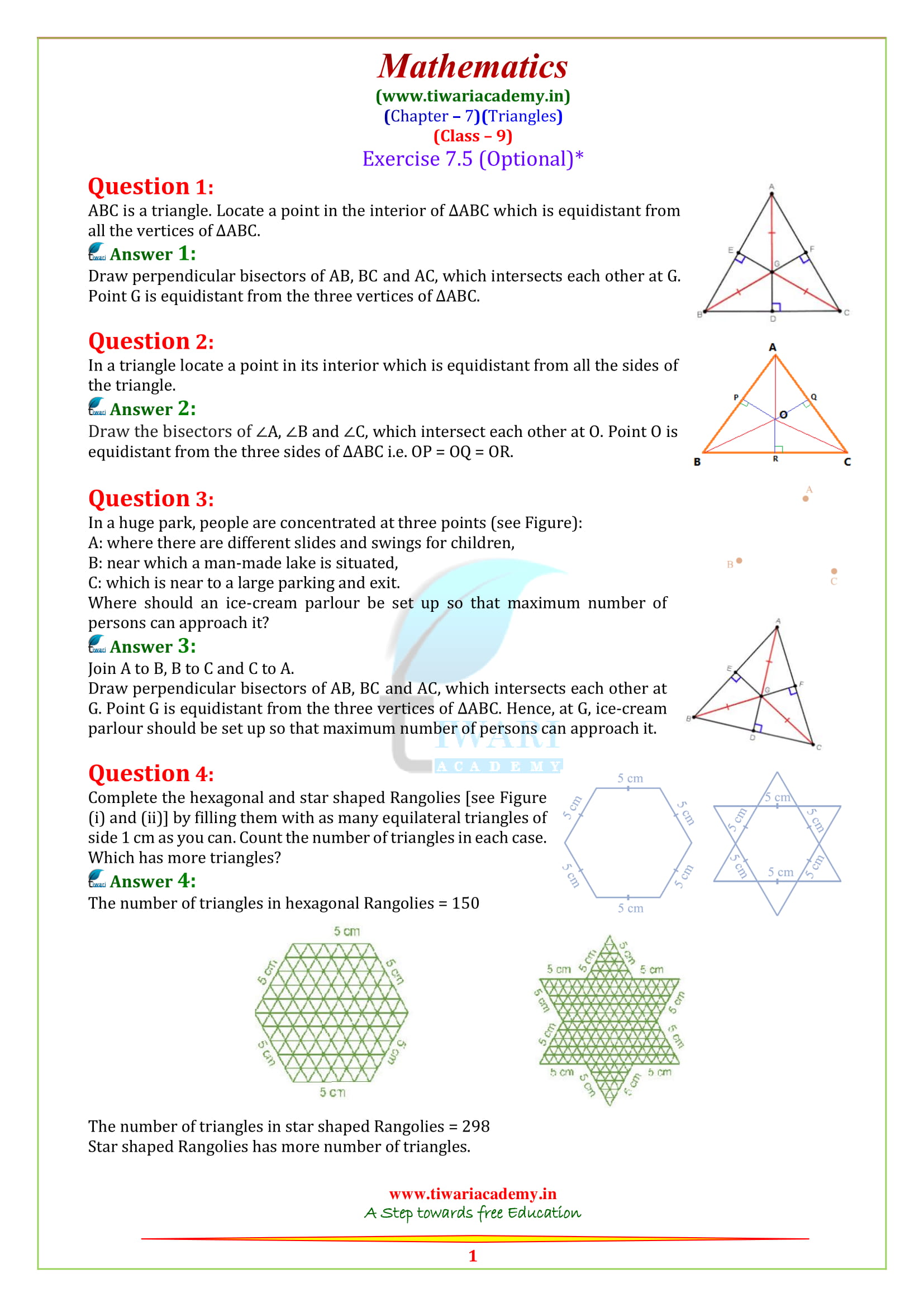 NCERT Solutions for class 9 maths chapter 7 exercise 7.5