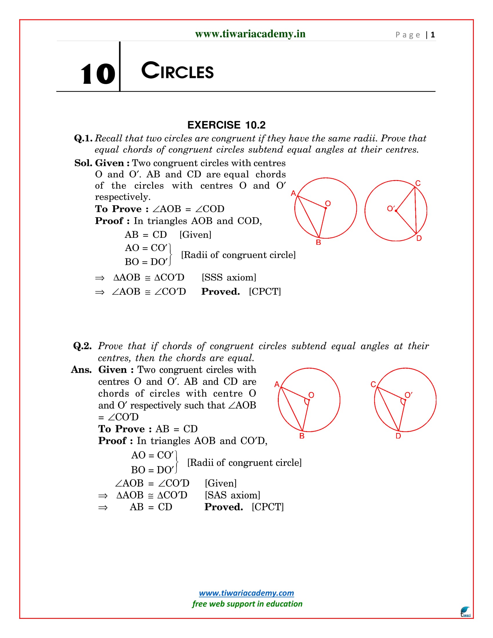 NCERT Solutions for Class 9 Maths Chapter 10 Exercise 10.2