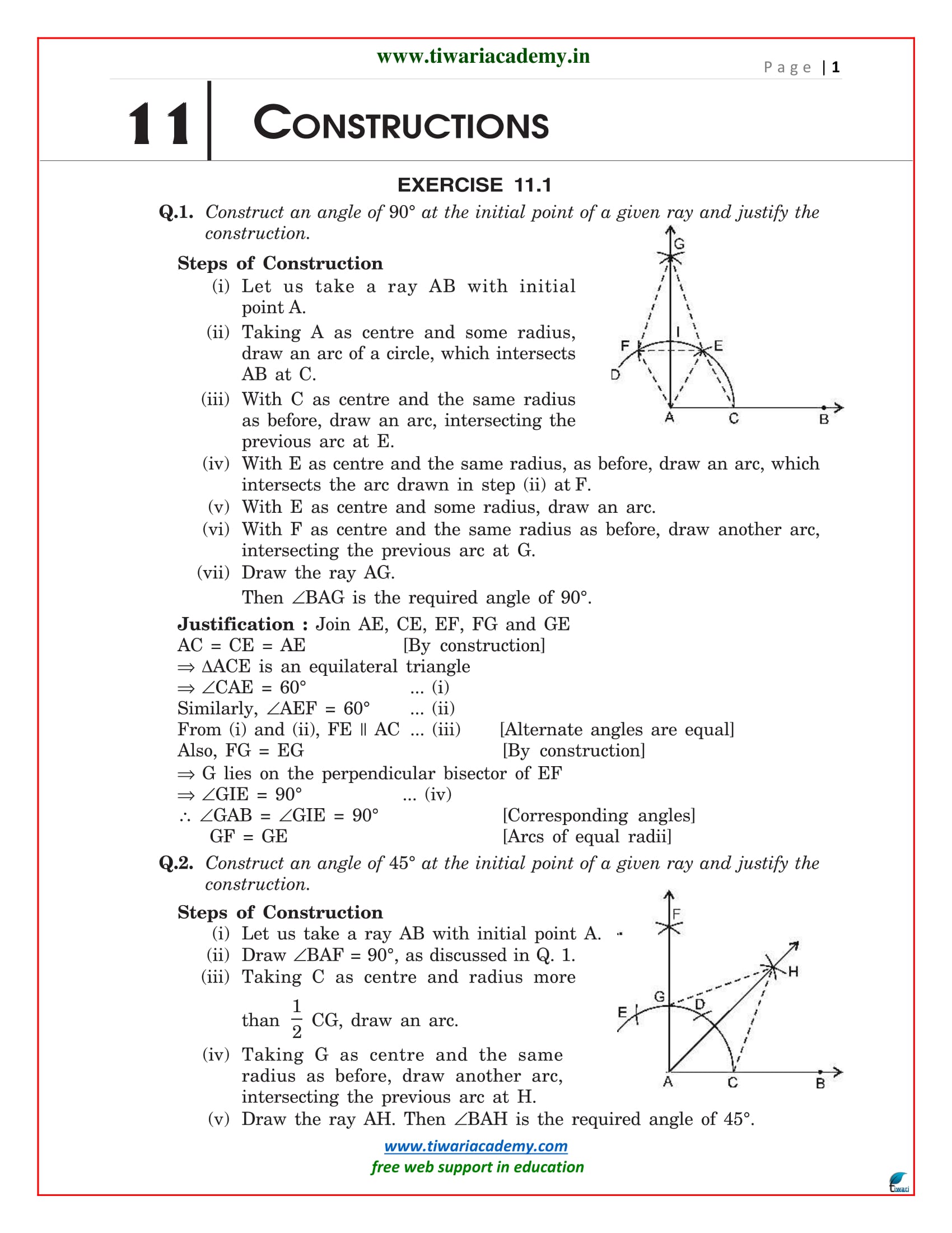 NCERT Solutions for Class 9 Maths Chapter 11 Exercise 11.1