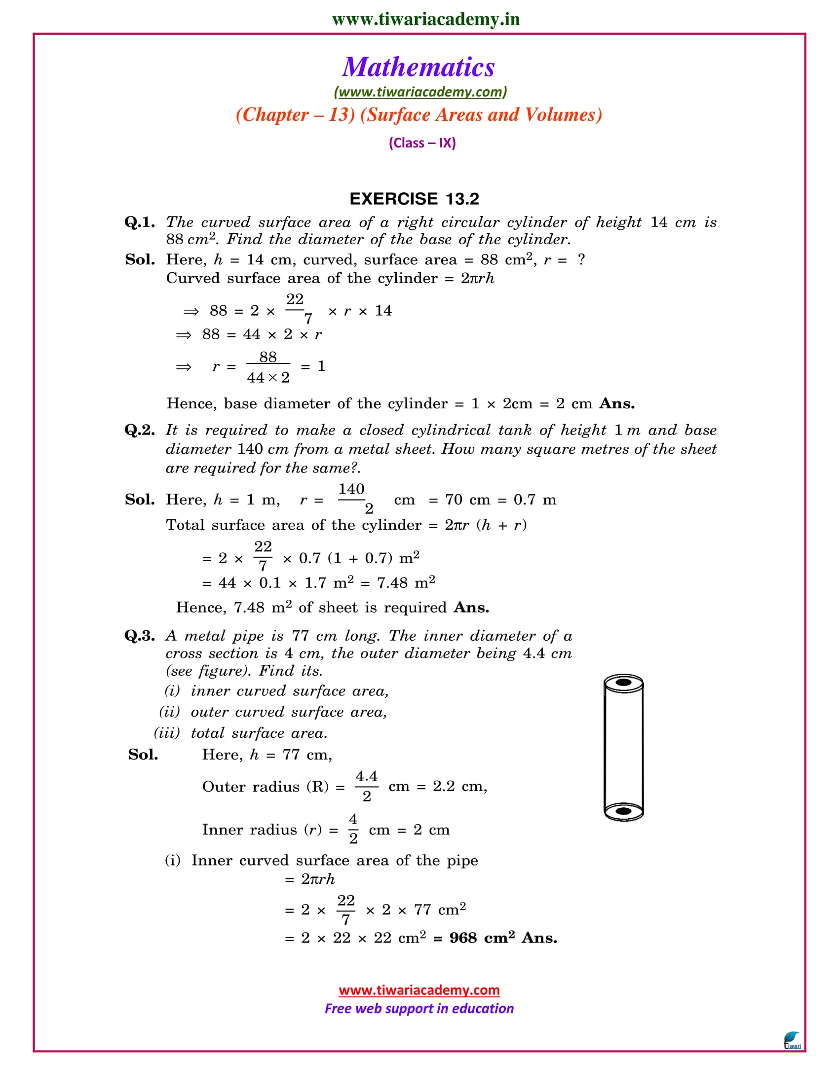 NCERT Solutions for Class 9 Maths Chapter 13 Exercise 13.2