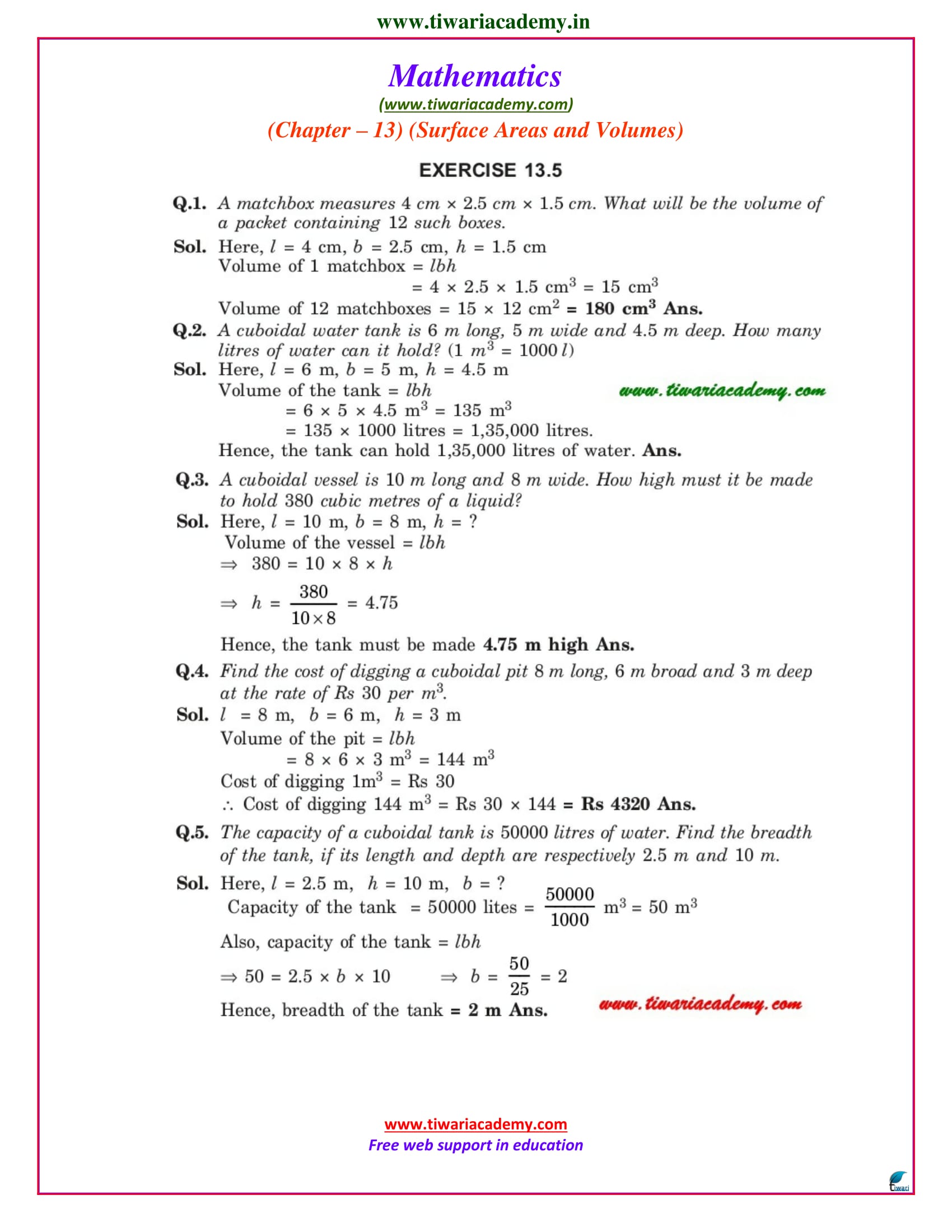 NCERT Solutions for Class 9 Maths Chapter 13 Exercise 13.5