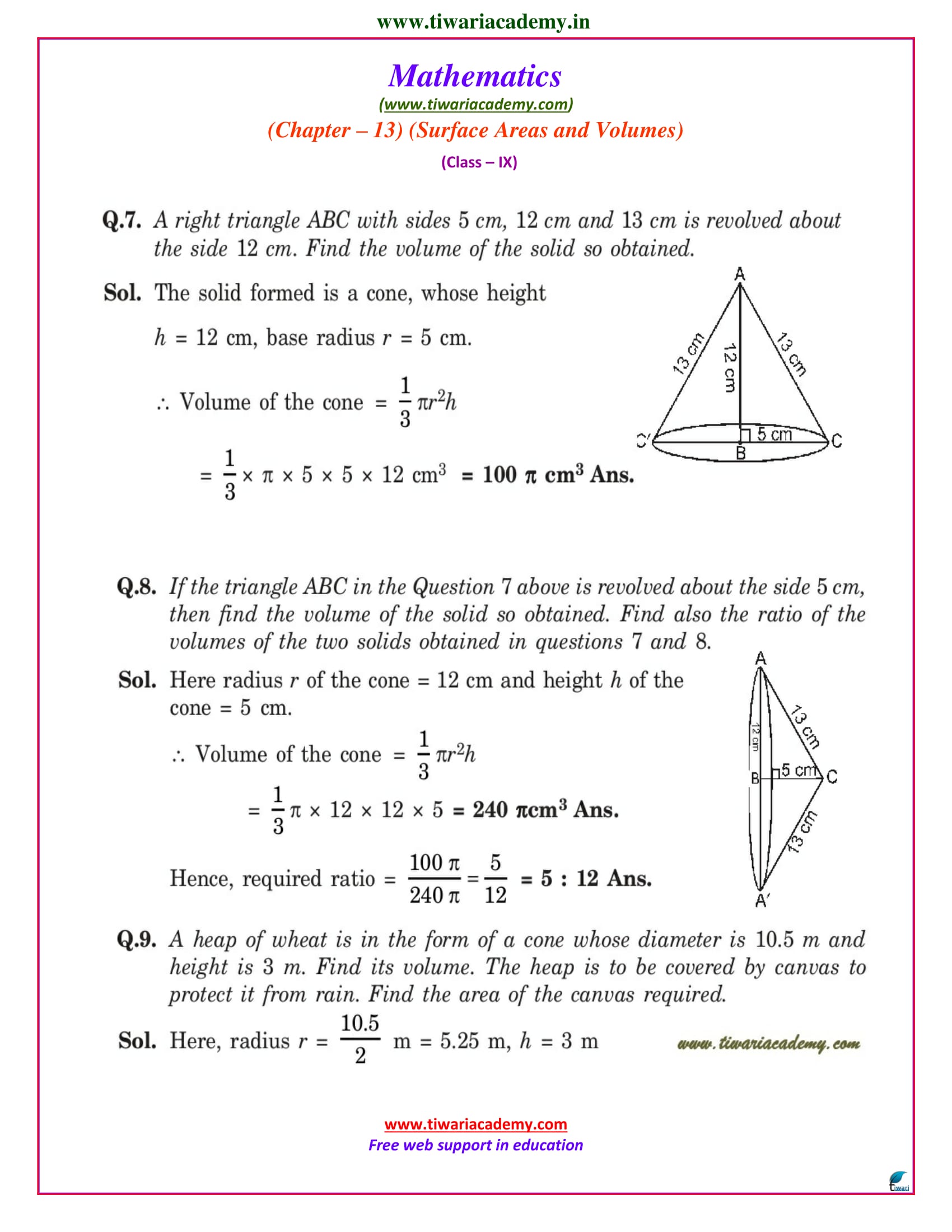 class 9 maths exercise 13.7 ncert solutions