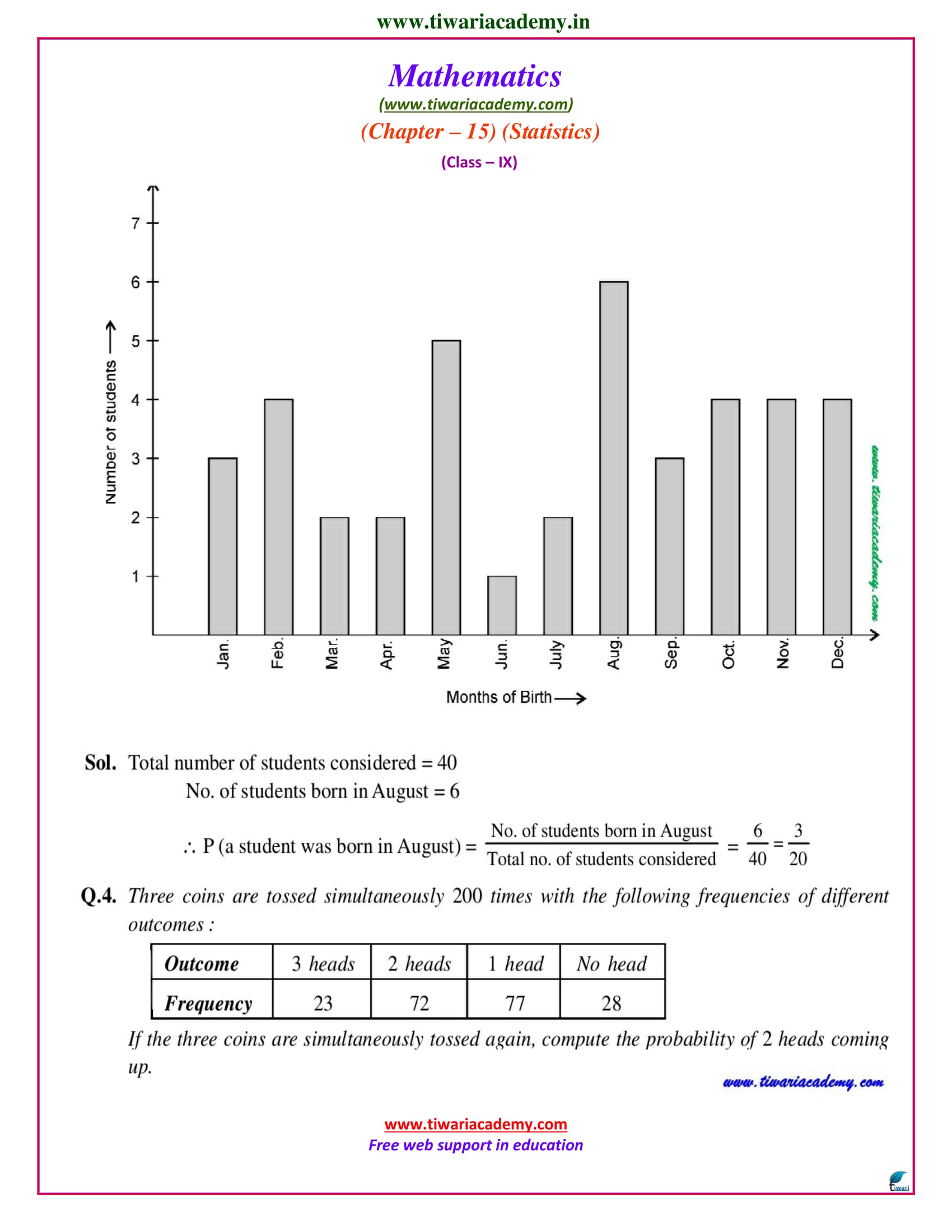 class 9 maths probability solutions