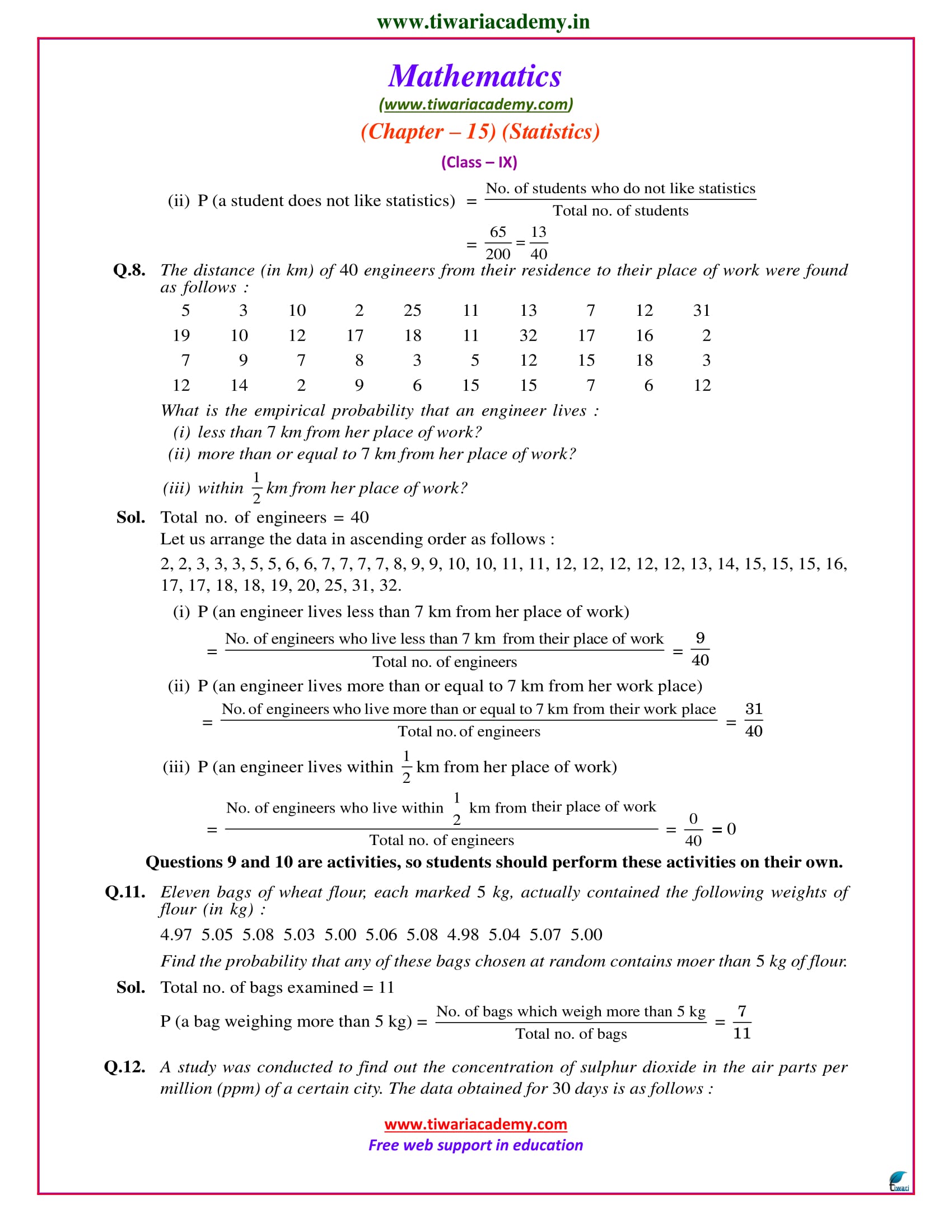 9 maths exercise 15.1