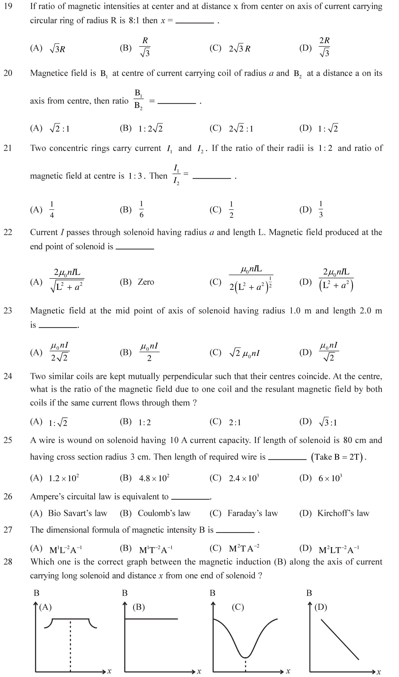 12-Physics-Moving-Charges-Magnetism-NEET-JEE-IIT-Questions-Topic-5
