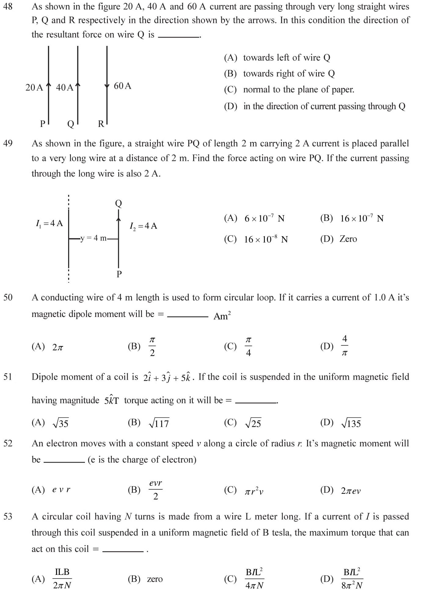 12-Physics-Moving-Charges-Magnetism-NEET-JEE-IIT-Questions-Topic-9