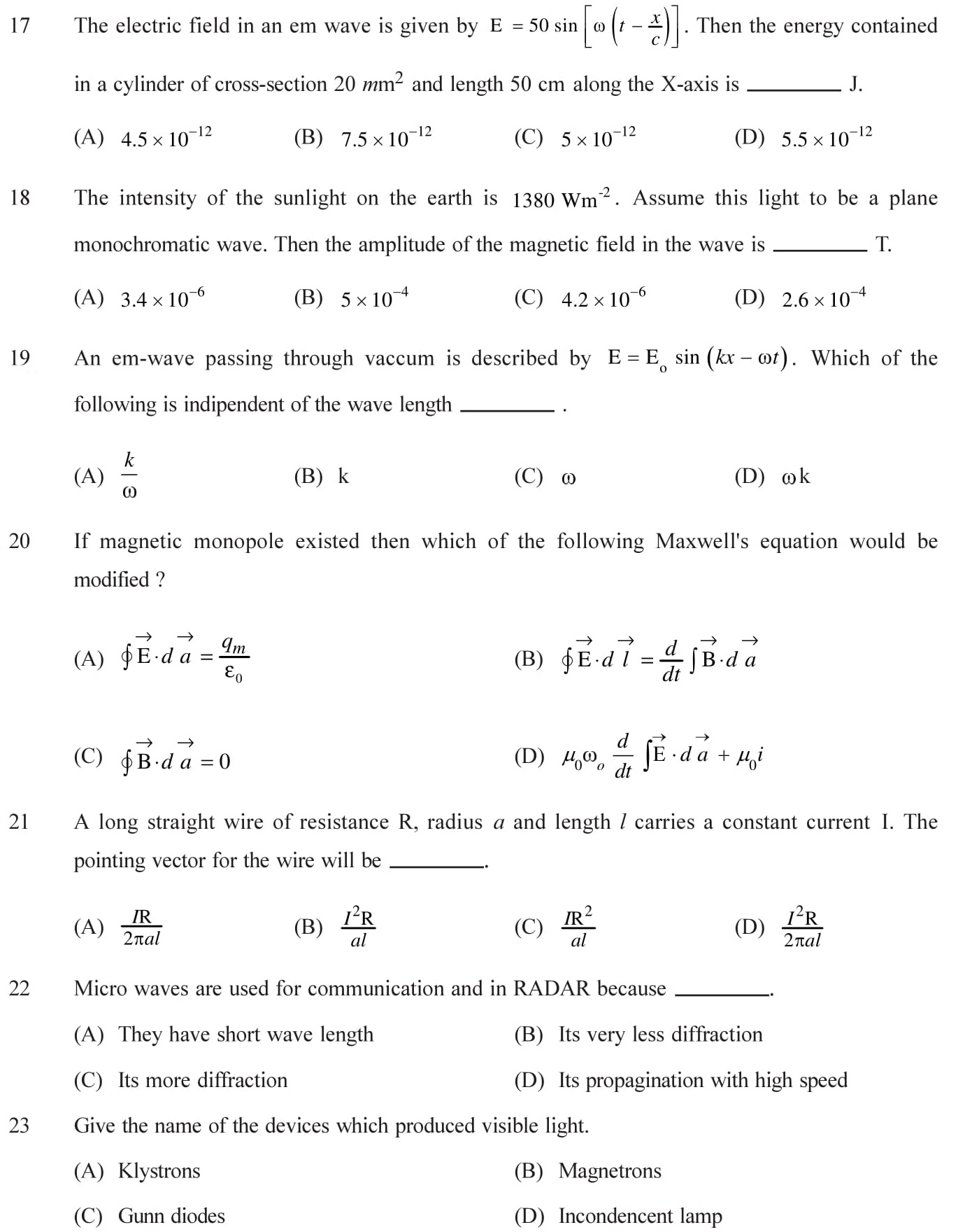 Questions based on Eletromagnetic Waves - EM Waves for Entrance Exams topic 4