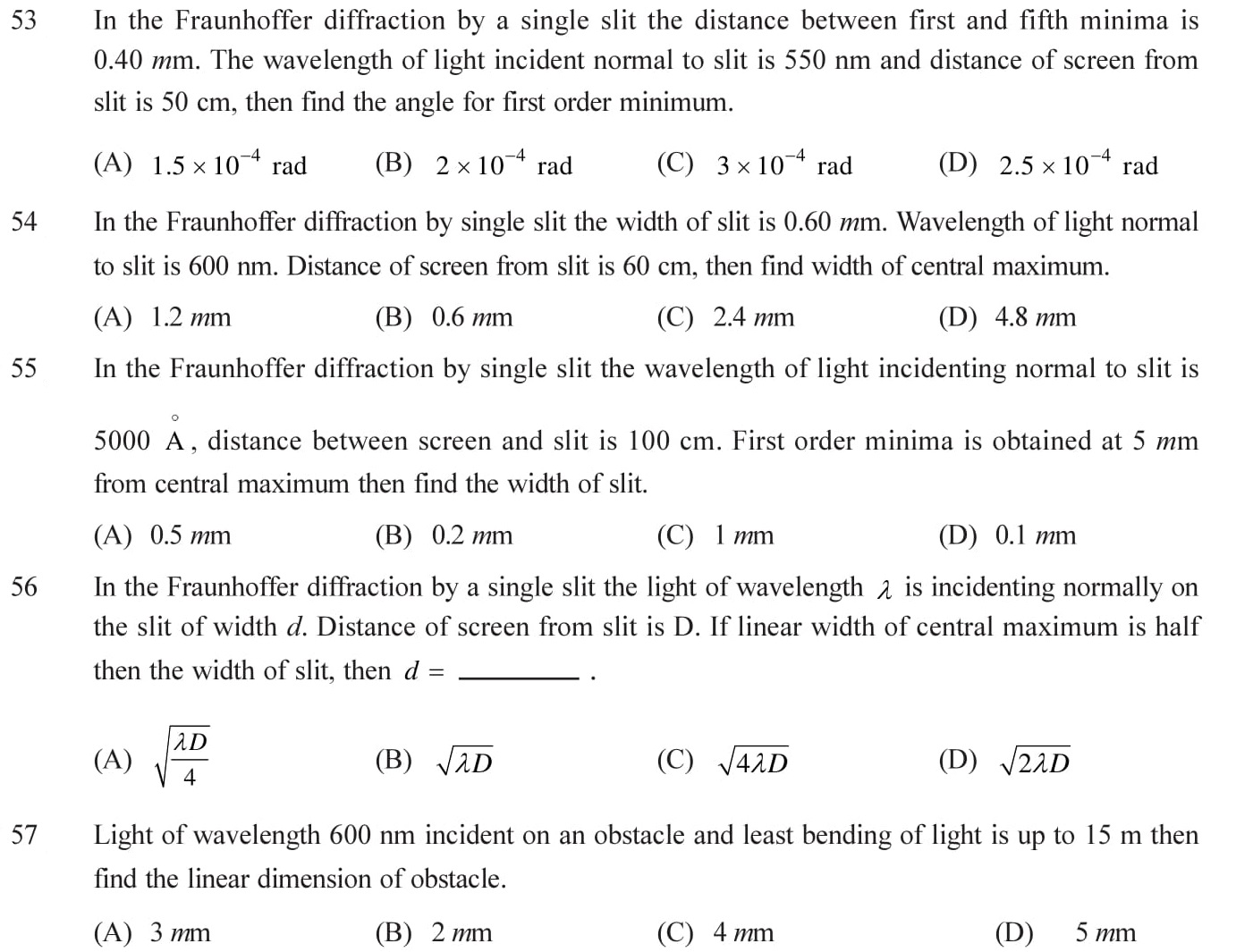 Extra questions with answers on Diffractions