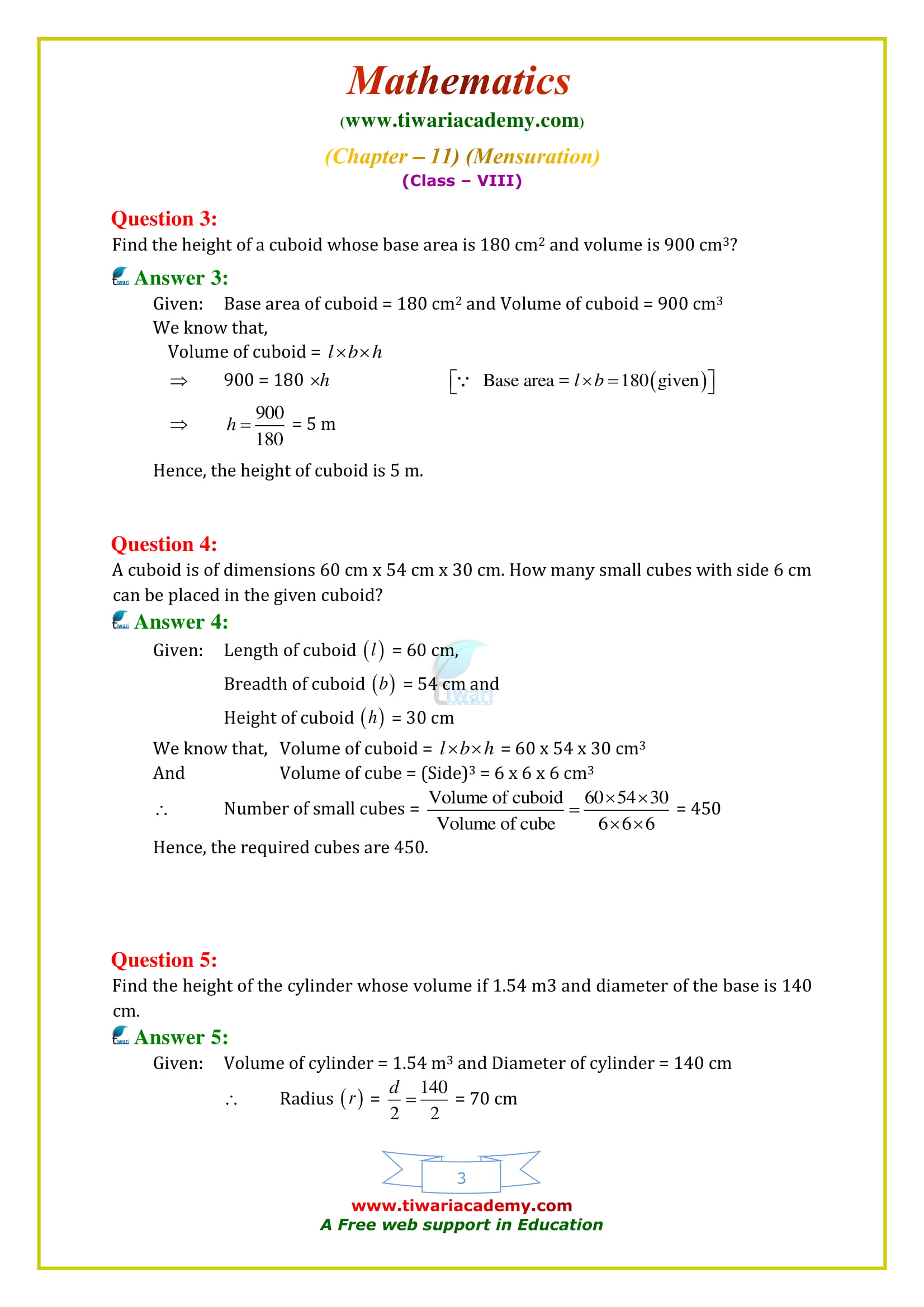 NCERT Solutions for Class 8 Maths Chapter 11 Exercise 11.4 updated for mp board