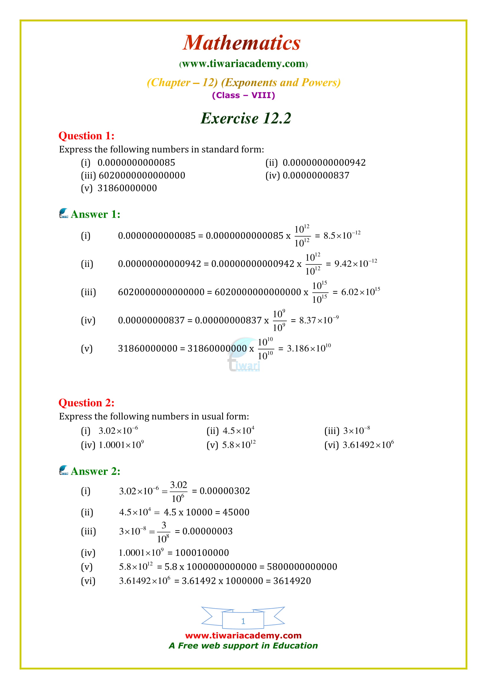 NCERT Solutions for Class 8 Maths Chapter 12 Exercise 12.2 in english medium free