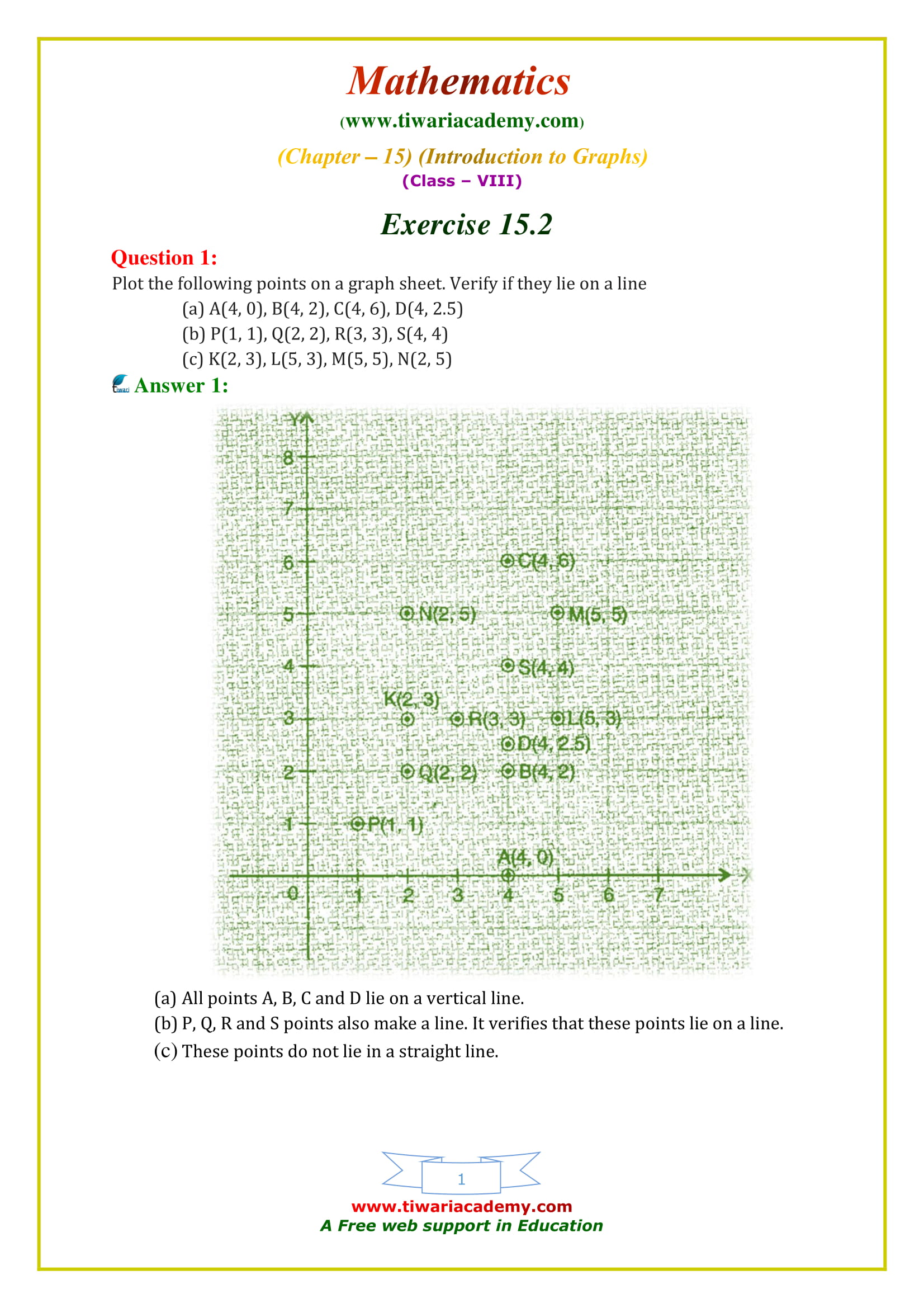 NCERT Solutions for Class 8 Maths Chapter 15 Exercise 15.2 Introduction to graphs in english