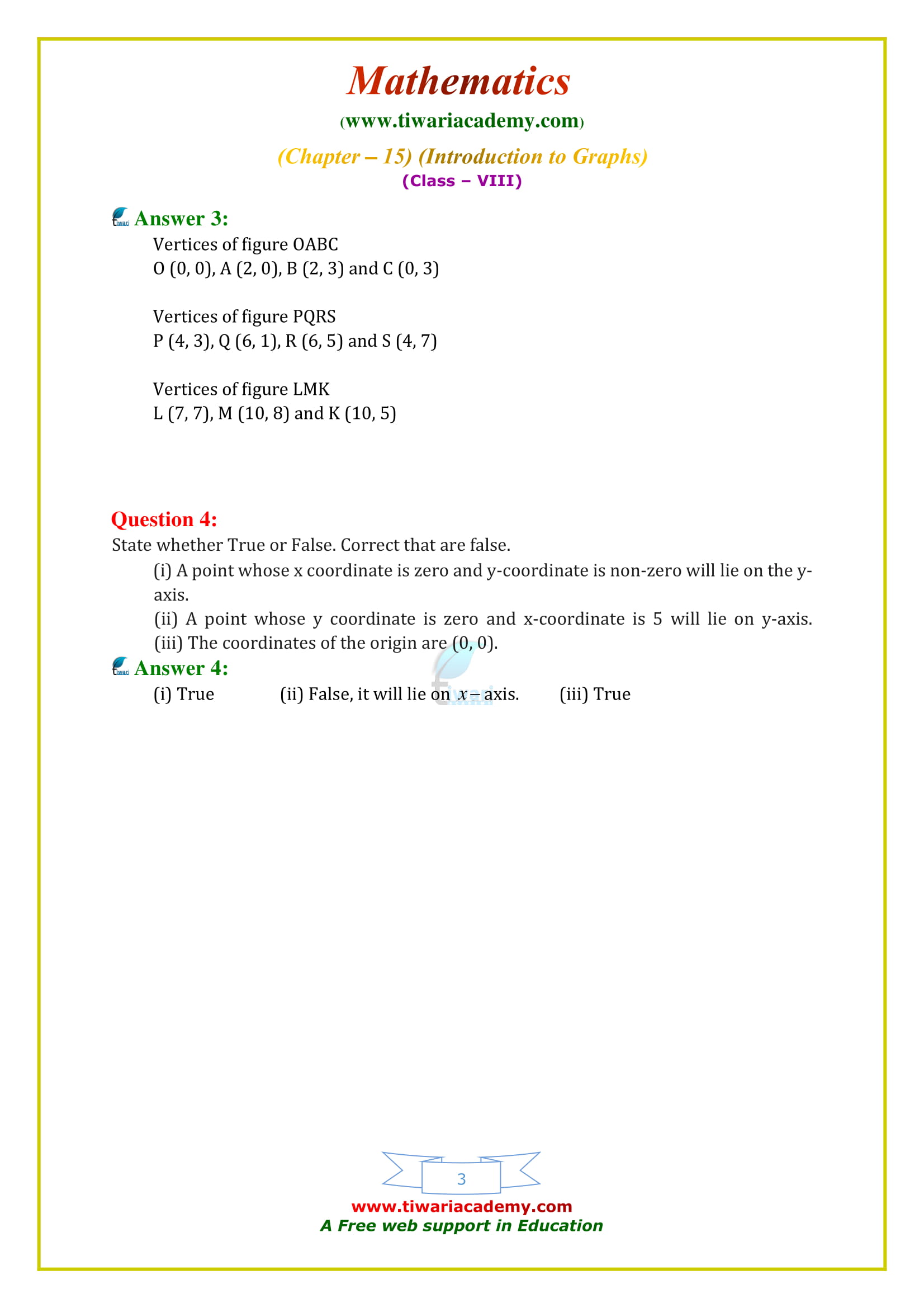 NCERT Solutions for Class 8 Maths Chapter 15 Exercise 15.2 Introduction to graphs updated for 2020 – 2021